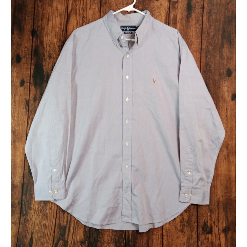 Ralph Lauren Mens Classic Fit Oxford Shirt Blue Long Sleeve 17.5 34/35 XL